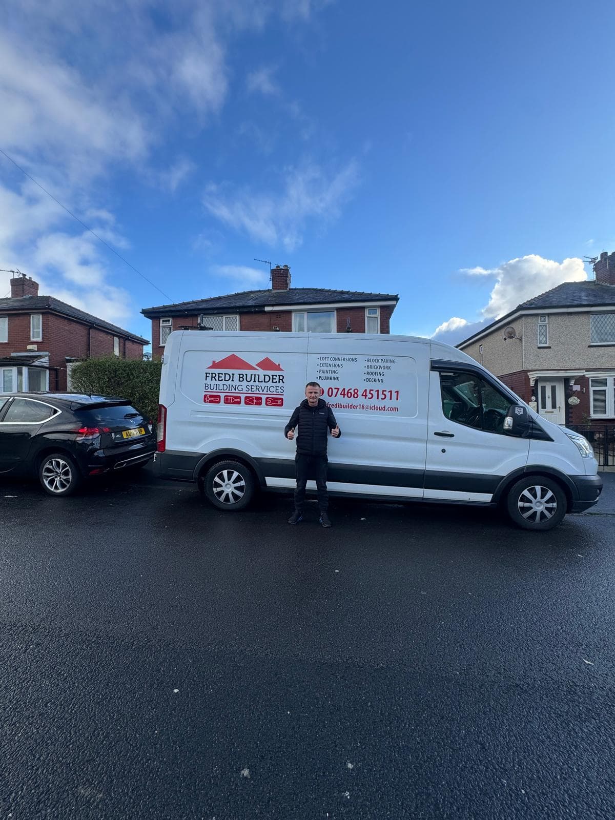 Fredi Builders company van - Professional bathroom renovation service